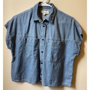 Madewell Women's Size XS Denim Shirt Chambray Blue Button Front Cotton EUC